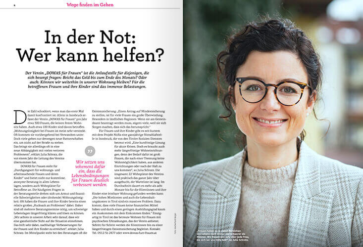 „Julia Schratz in der Zeitschrift „fidelis“ der Sozialen Dienste der Kapuziner über die Lebenssituationen von Frauen* in Innsbruck
